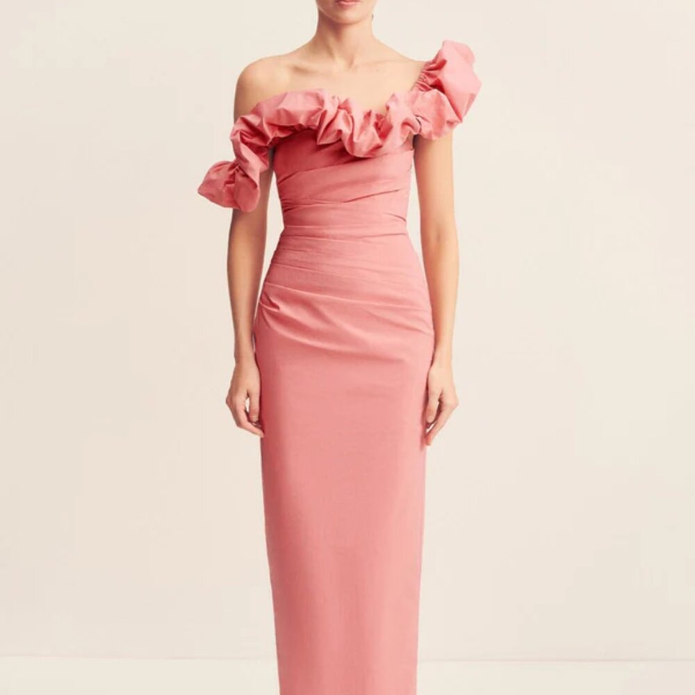 Shona Joy campbell ruffle draped maxi dress - bubblegum size 4 US